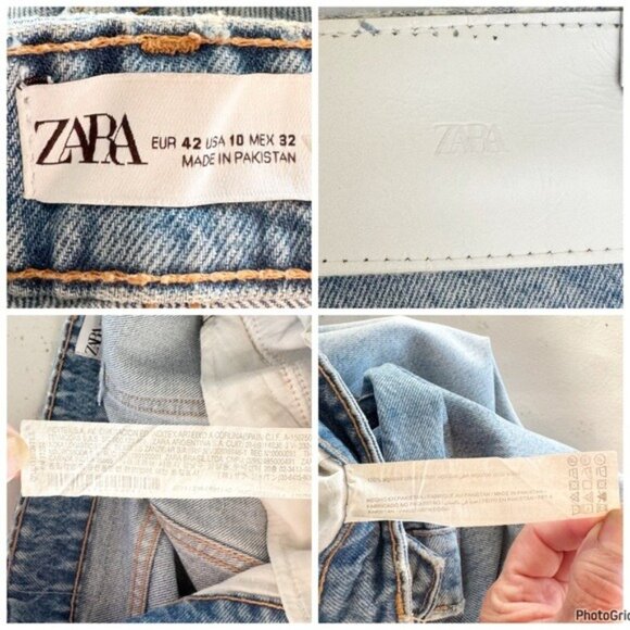ZARA STRAIGHT LEG HIGH WAISTED CROP JEANS 10 - Picture 5 of 6